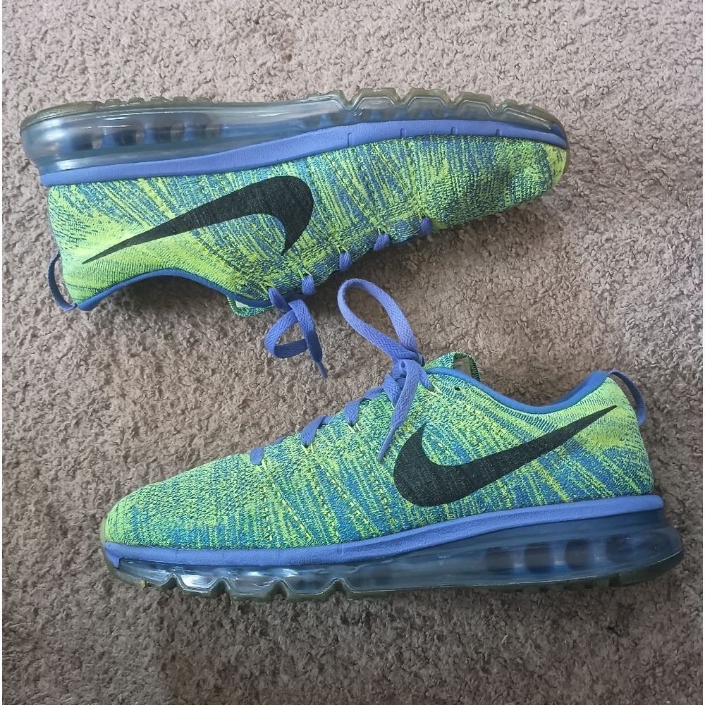 Nike Flyknit Max Racer Blue Volt Sneakers Men's Size 11 PRE-OWNED
